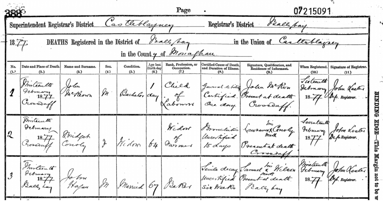 John death entry